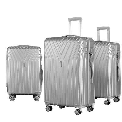 3-Piece Luggage Set (20" 24" 28") - Silver, Hard Shell, TSA Lock