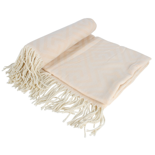 Geo Acrylic Throw With Fringe 130X170Cm