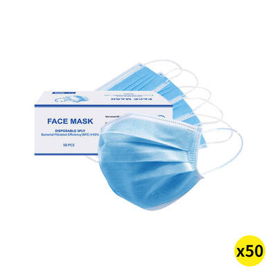 50pcs Disposable Mask Face Masks Filter Anti PM2.5 Dust Respirator 3 Layers