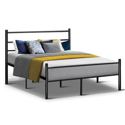Metal Double Bed Frame - Black
