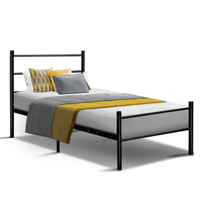 Metal King Single Bed Frame - Black