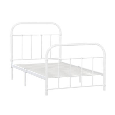 Metal Single Bed Frame - White