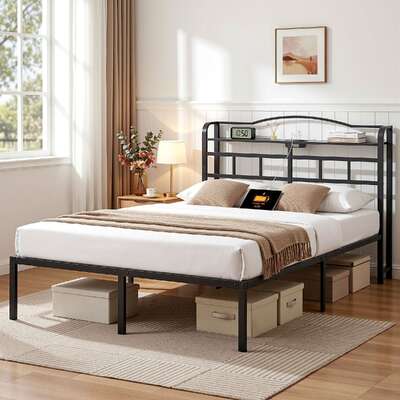 Queen Bed Frame Charging Station Headboard | EXTG