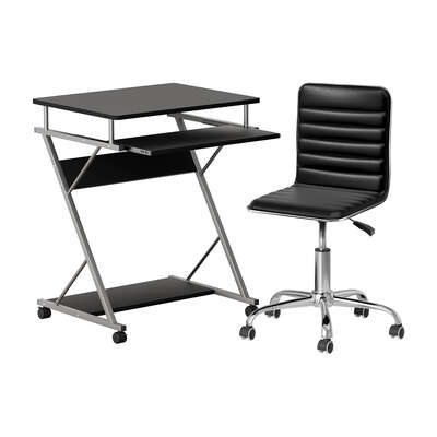 Computer Desk Office Chair Set Desks with Keyboard Shelf Try Black