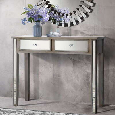  Mirrored Furniture Dressing Console Hallway Hall Table Drawers Sidebaord