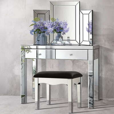  Mirrored Furniture Dressing Table Dresser Chest of Drawers Mirror Stool