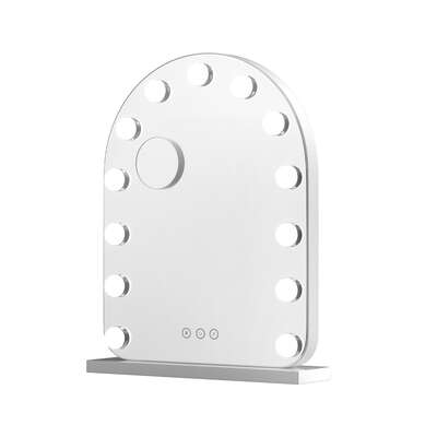 Makeup Mirror 40x50cm LED Vanity Mirror With Bulb Lights 5x Magnification White Arch