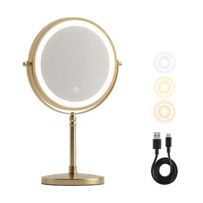 LED Lighted Makeup Mirror 10X Magnifying 360° Gold | EXTG