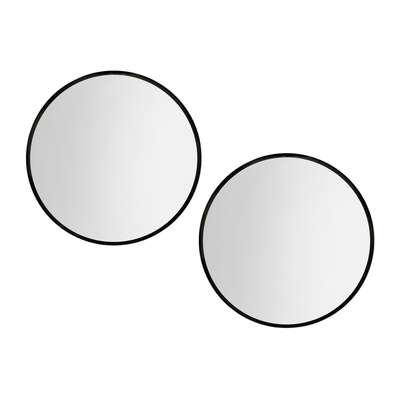 2 Wall Mirror Makeup 70cm Home Decor Framed Mirrors Bathroom Round Black