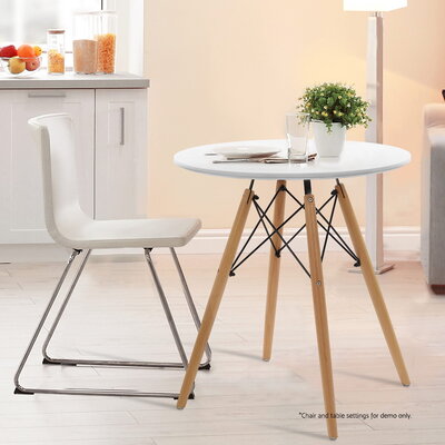  Round Dining Table 4 Seater 60cm Cafe Kitchen Retro Timber Wood MDF Tables White 
