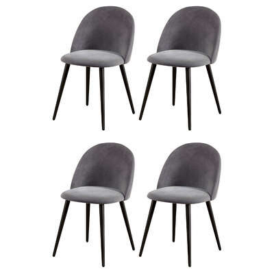 Dining Chairs Set of 4 Velvet Solid Curved Dark Grey - Stylish
