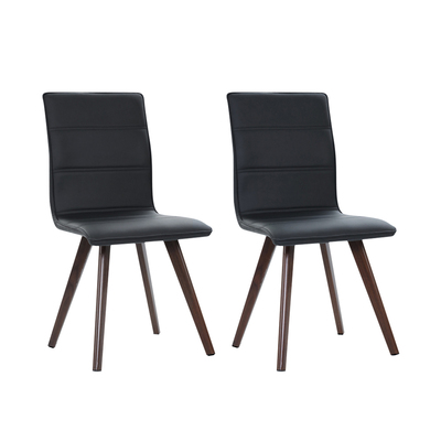 2x Dining Chairs Retro Chair New metal Legs High Back PU Leather Black