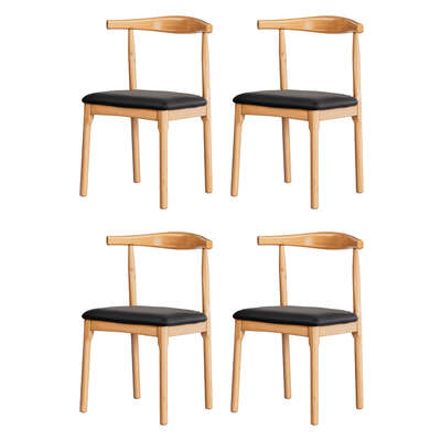 4x Black Leather Dining Chairs  Rubber Wood Frame, Sleek and Modern Design