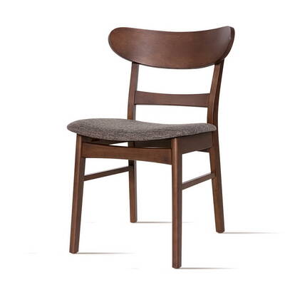 2x Dining Chairs Kitchen Chair Rubber Wood Retro Cafe Brown Fabric Padded