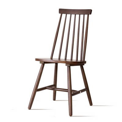 2x Dining Chairs Kitchen Chair Rubber Wood Retro Cafe Brown Wooden Seat