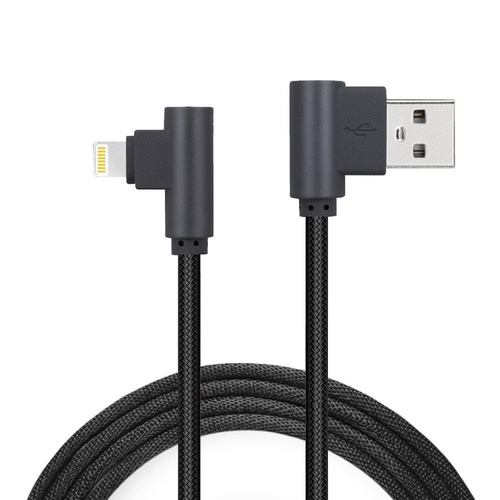 Tough Duty  1m Lightning USB Cable -90 Degree Angle Charger iPhone iPad (Black)