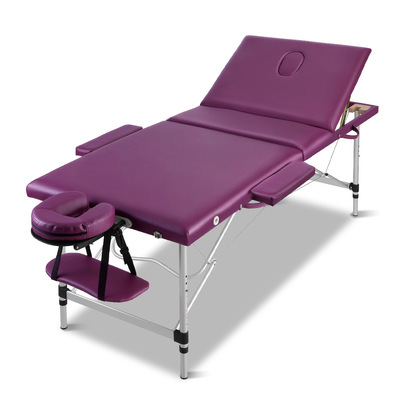 Massage Table 75cm 3 Fold Aluminium Beauty Bed Portable Therapy Violet