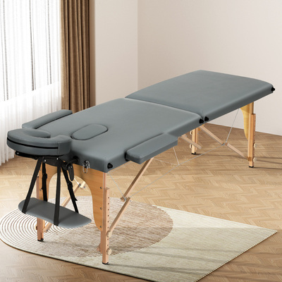 2-Fold Portable Wooden Massage Table  Bed in Grey
