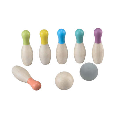 WOODEN BOWLING SET Top Coloured