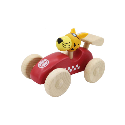 Retro Md Racing Car With Cute Leopard Driver Red
