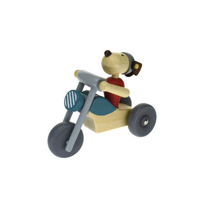 RETRO MD MOTORCYCLE WITH CUTE DOG RIDER BLUE BIKE