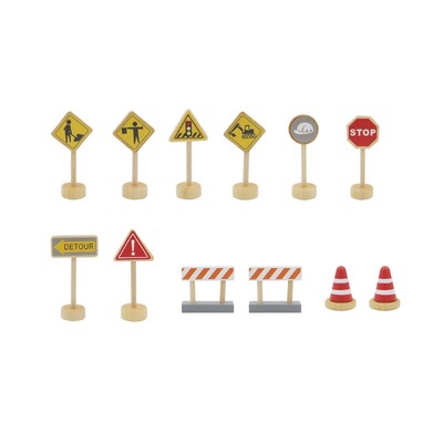 Wooden Construction Road Sign