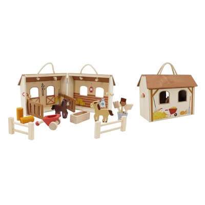 Wooden Portable Horse Stable Playset