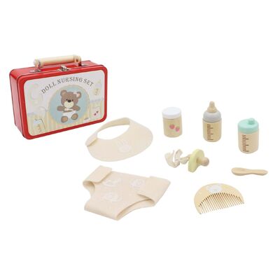 Doll Nursing Playset In Tin Case