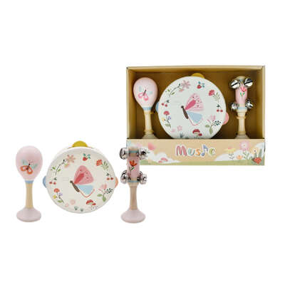Wooden spring insect butterfly music 3 pc set