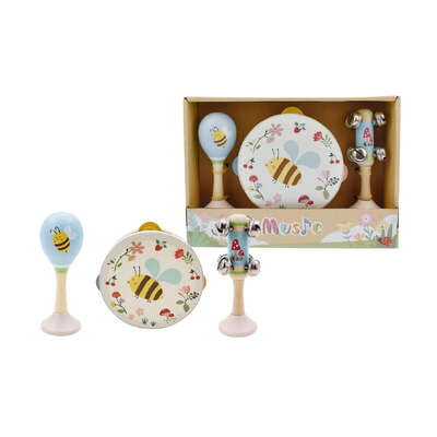 Wooden spring insect bee music 3 pc set