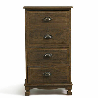 Bedside Tables 4 Drawers Wood Vintage Storage Cabinet Bedroom Furniture
