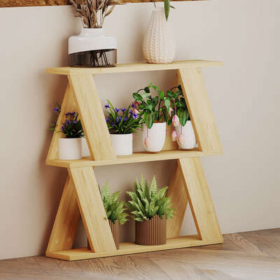 Compact Side Table Storage Oak 60x22x56.5cm