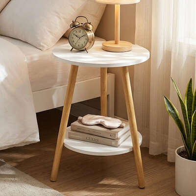 Round Coffee Table 2-Tier Living Room Side Table | EXTG