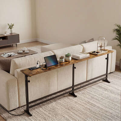 Narrow Console Table Adjustable Height Power Ports | EXTG