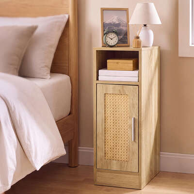 Narrow Bedside Table Storage Boho 24x30x61cm