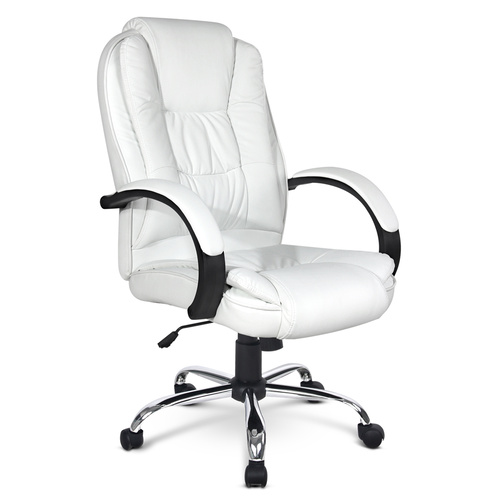 PU Leather Padded Office Chair - White