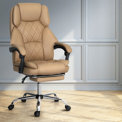 Executive Office Chair Leather Footrest Espresso
