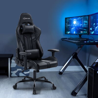 Gaming Office Chair Computer Chairs Leather Seat Racer Racing Meeting Chair Black