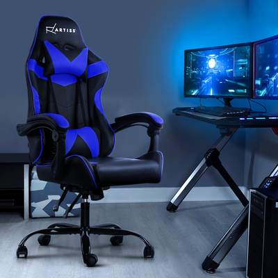 Gaming Office Chairs Computer Seating Racing Recliner Racer Black Blue