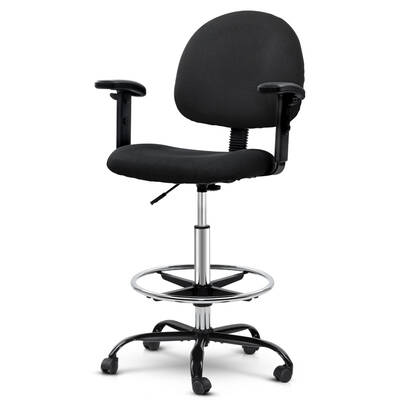 Office Chair Veer Drafting Stool Fabric Chairs Adjustable Armrest Black
