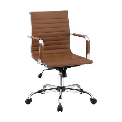Office Chair Conference Chairs PU Leather Mid Back Brown