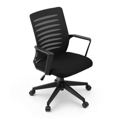 Ergonomic Mesh Office Chair Mid-Back With Lumbar Support Height Adjustable Swivel Black