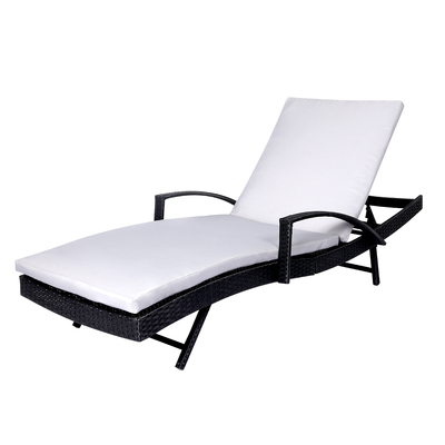 2PCS Sun Lounger Wicker Lounge Grey