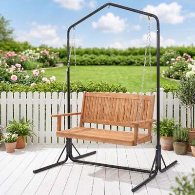 2-Seater Outdoor Swing Chair Wood Teak | EXTG