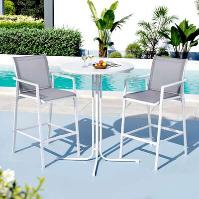 Outdoor Bar Set 3PC Table Stools Bistro Patio | EXTG