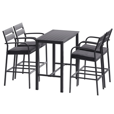 Outdoor Bar Set 5-Piece Patio Dining Chairs Aluminium Table Stools