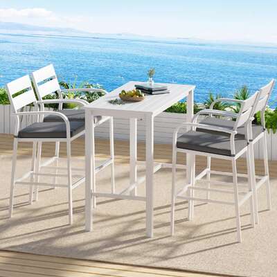 5-Piece Outdoor Bar Set Aluminium Stools | EXTG