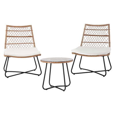 3Pc Outdoor Setting Wicker Bistro Set Table Chairs Patio Furniture Brown
