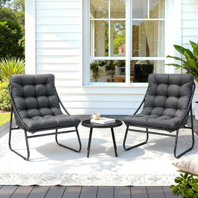 3PC Outdoor Bistro Set Patio Furniture Table and Chairs Steel Dining Chair