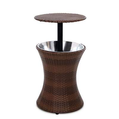Outdoor Bar Table Patio Pool Cooler Ice Bucket Wicker Coffee Picnic Party
